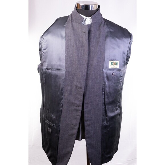 44R Classic-Fit Joseph Abboud GRAY PINSTRIPED Wool Three-Button Blazer Jacket - Picture 9 of 13